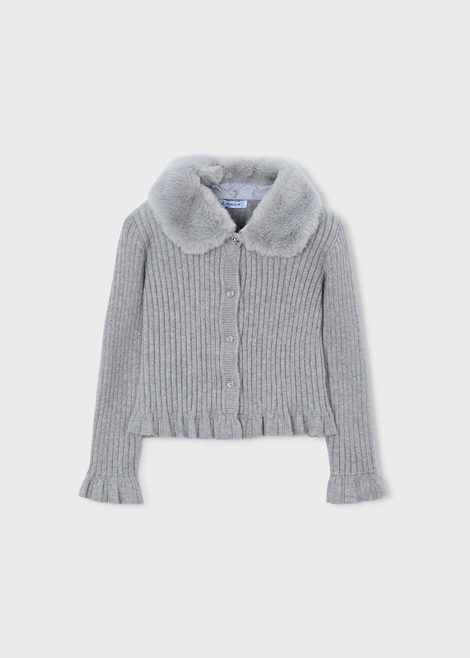 Girls cardigan with fur collar