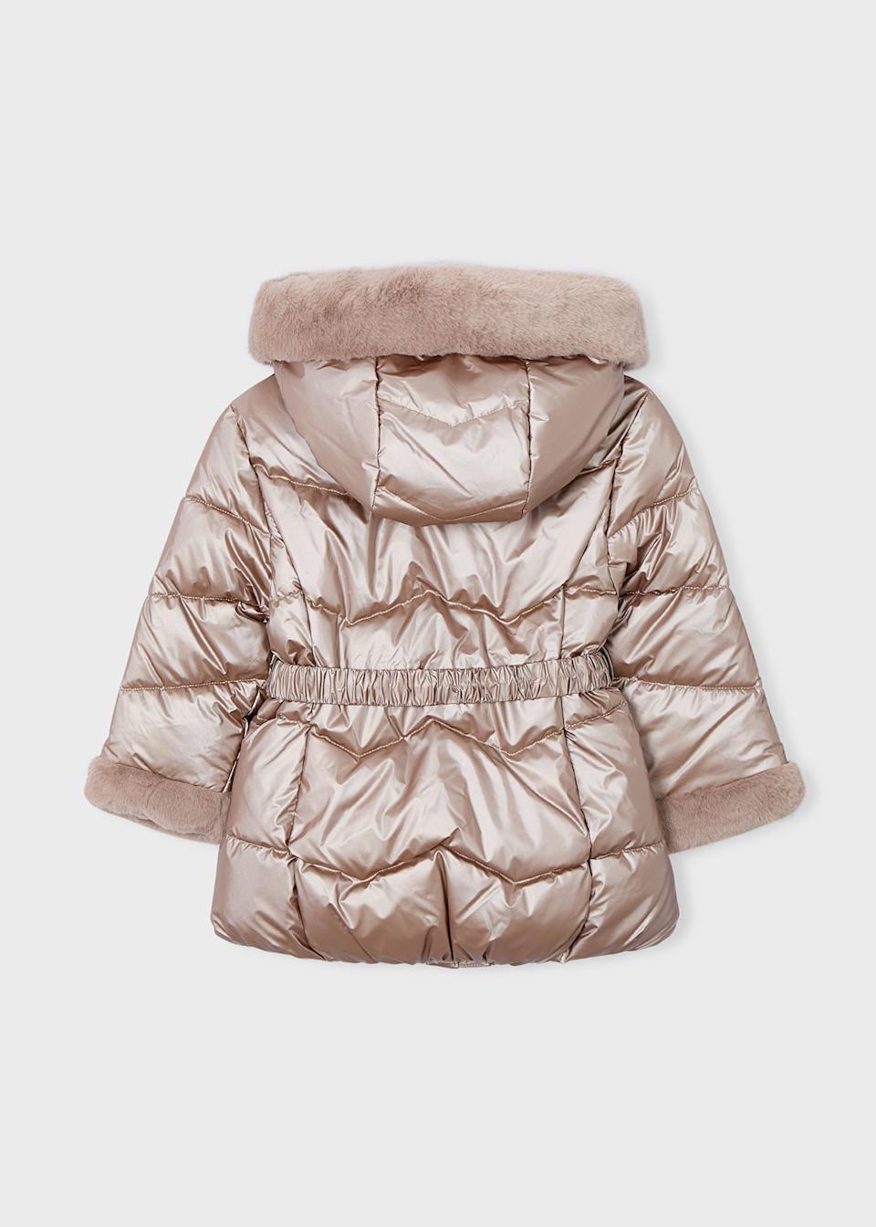 Girls belted metallic coat