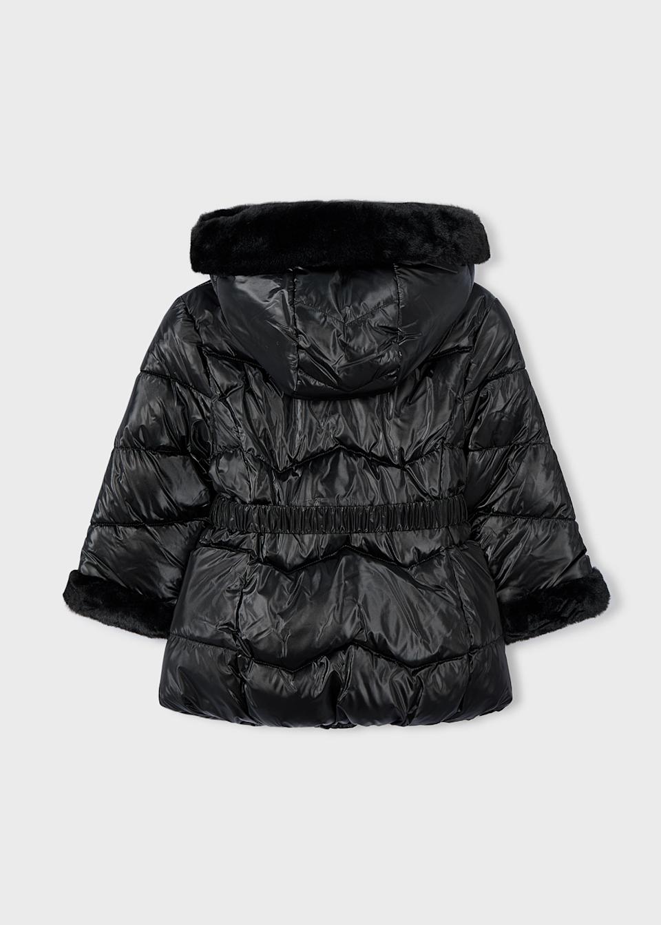 Manteau métallisé avec ceinture fille