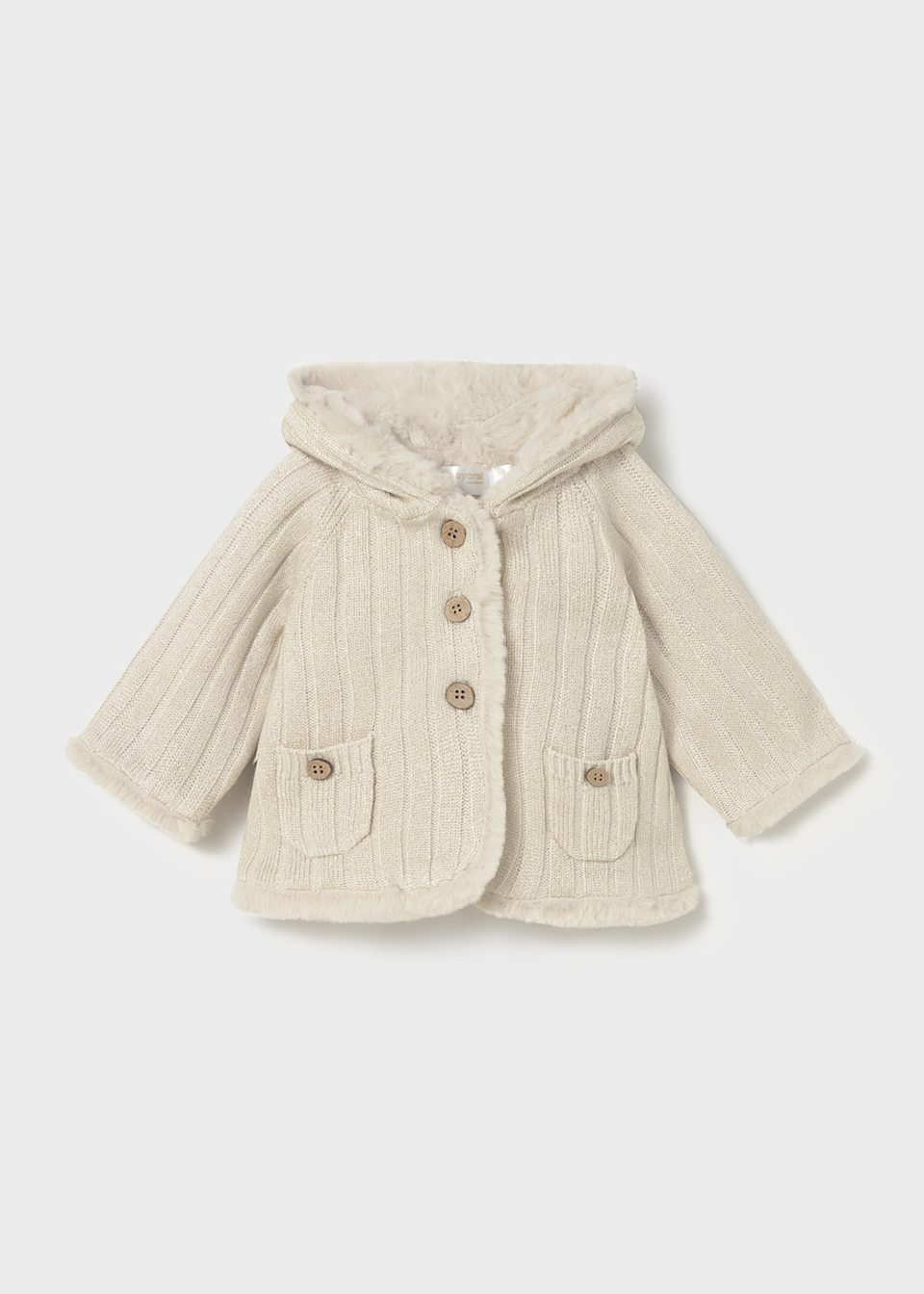 Newborn knitted jacket with fur