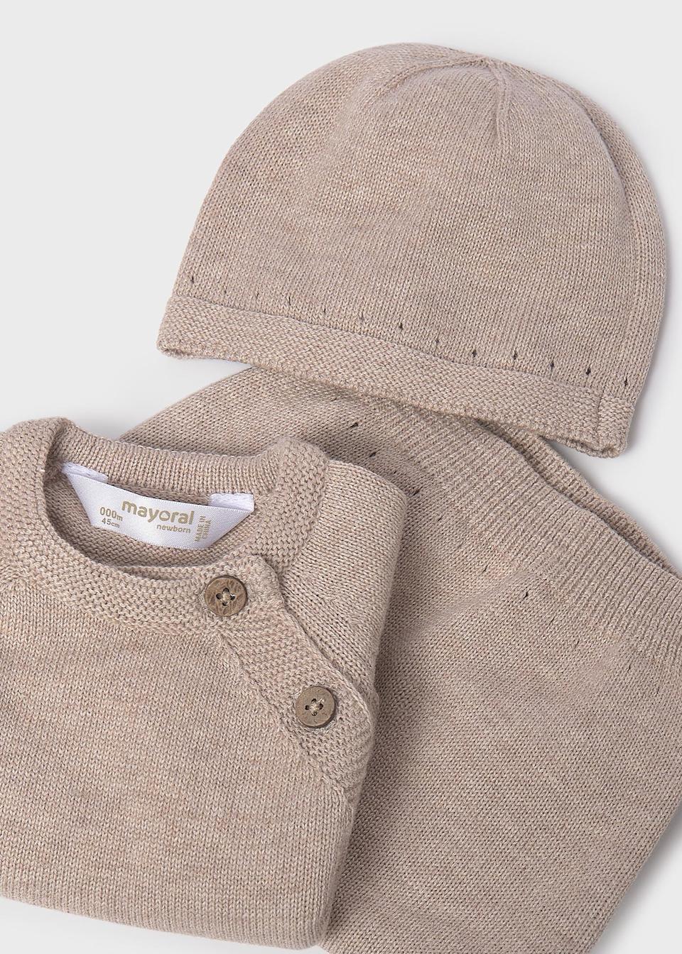 Baby unisex 3 piece knitted gift set