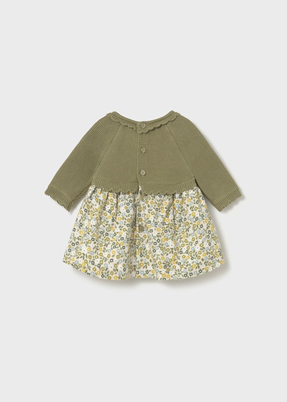 Newborn combined knit and flower dress