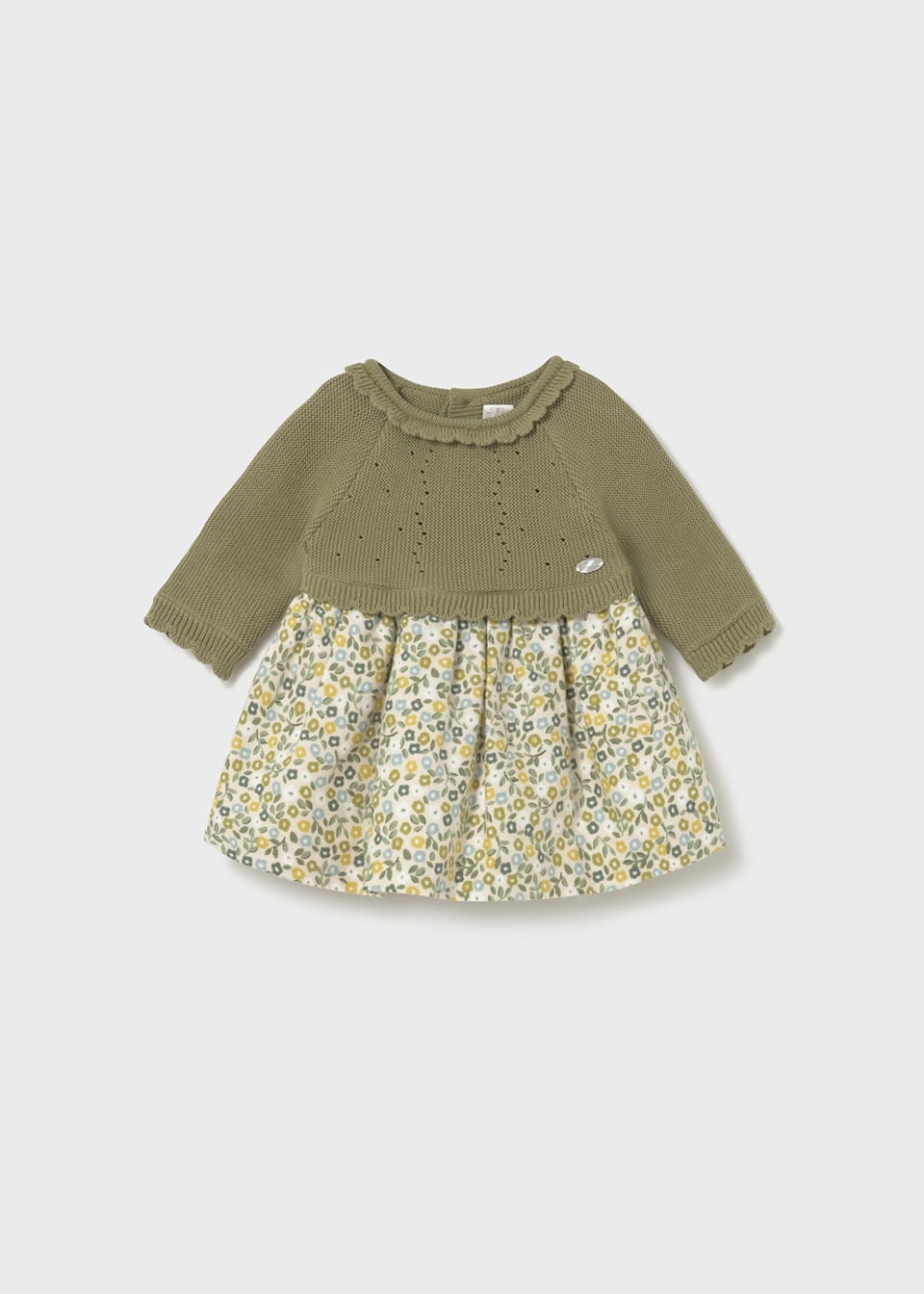 Newborn combined knit and flower dress