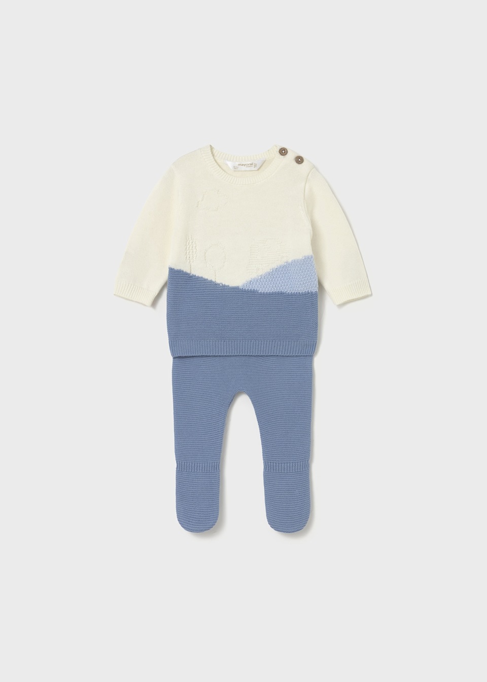 Newborn knitted jumper and footed trouser set