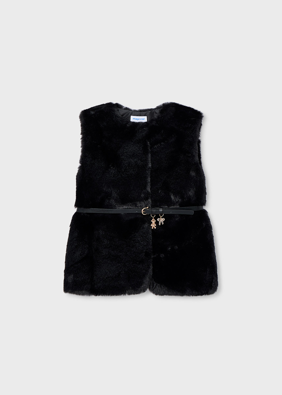 Girl Belted Faux Fur Vest