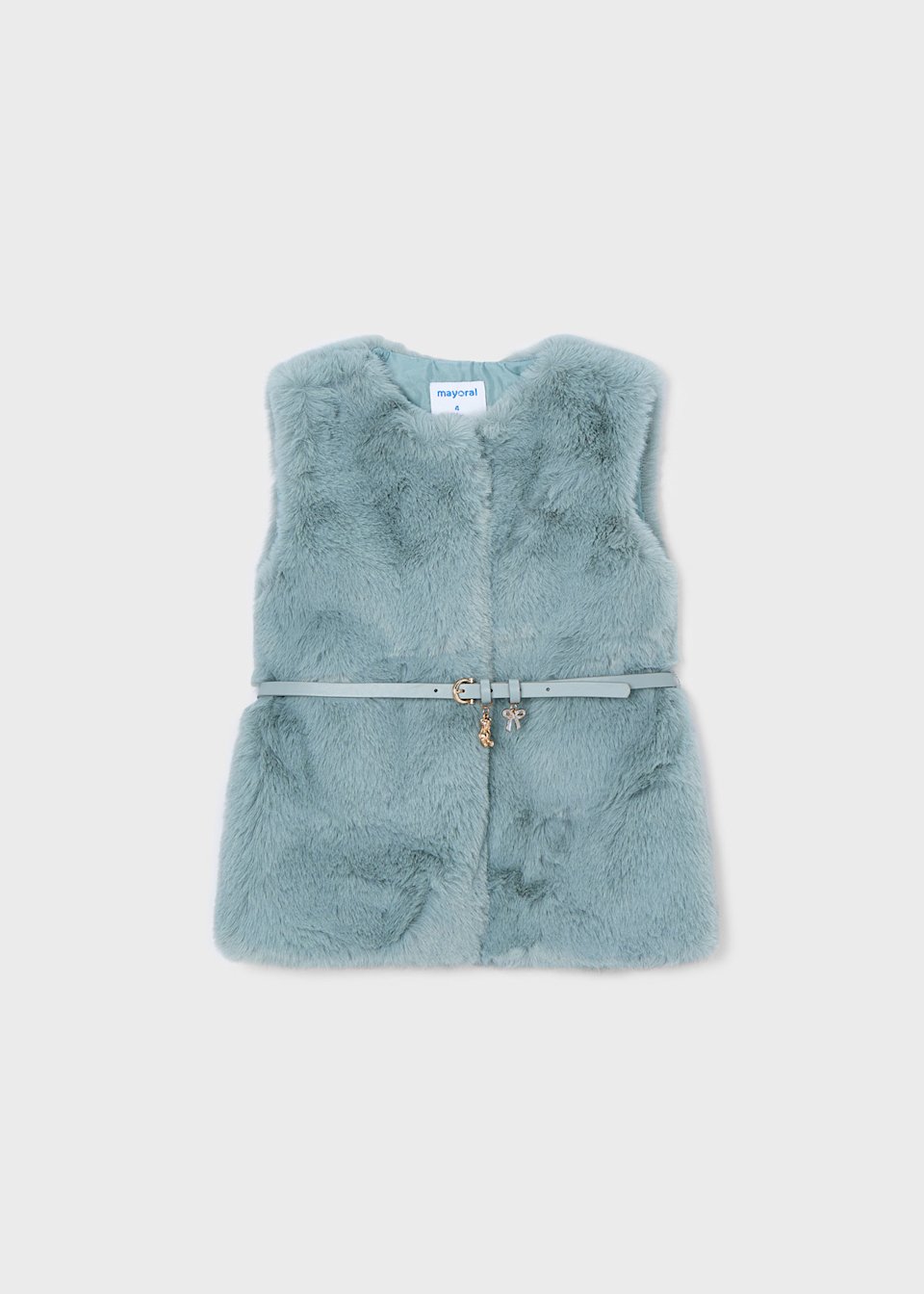Girls fur gilet with belt