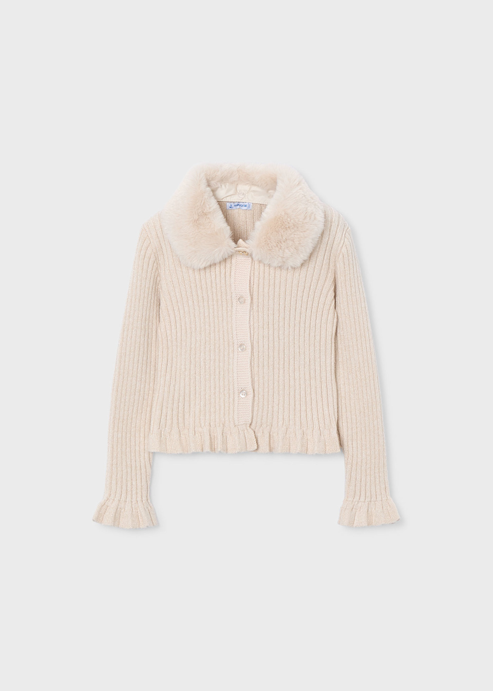 Girls cardigan with fur collar