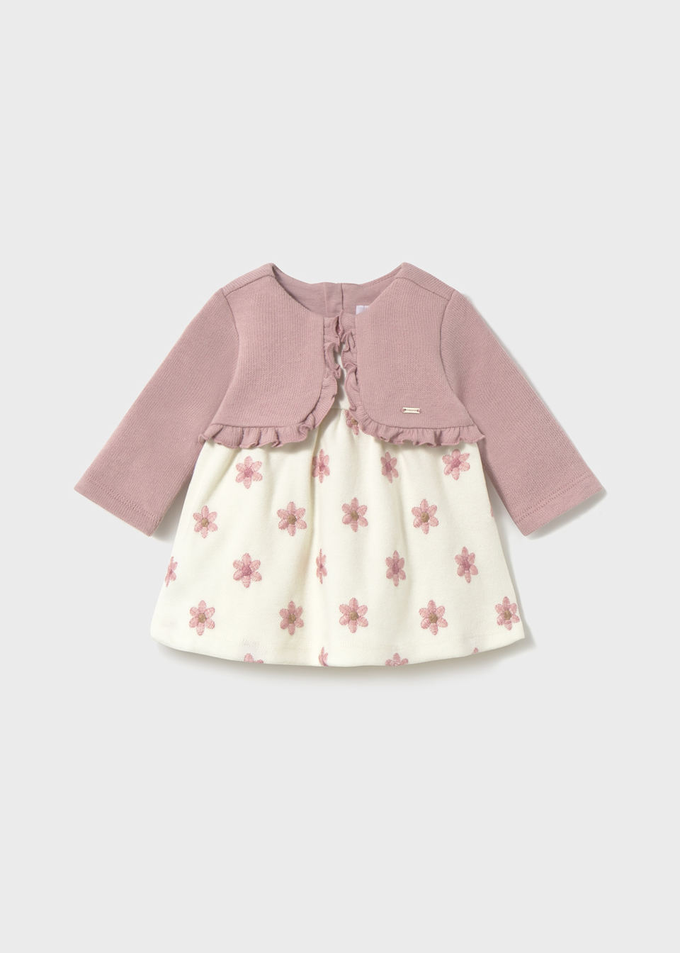Newborn Girl Dress with Faux Cardigan