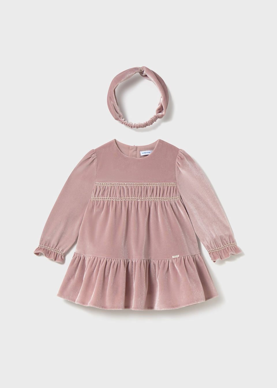 Vestido terciopelo con diadema bebé