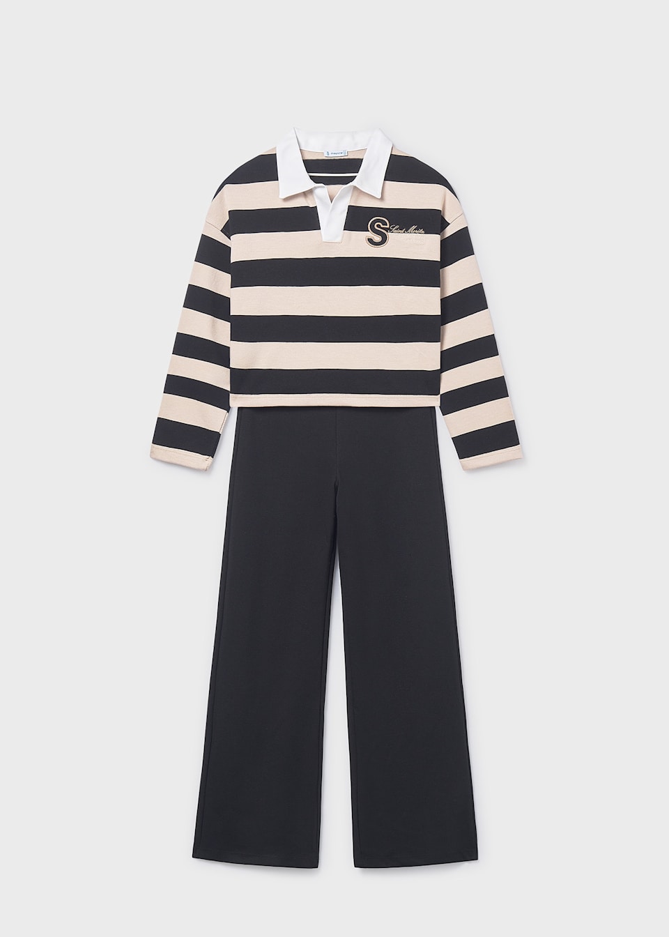 Girls trouser and striped polo set