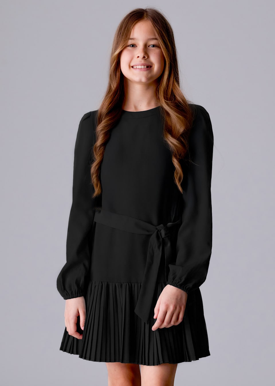 Girls pleated crepe dress