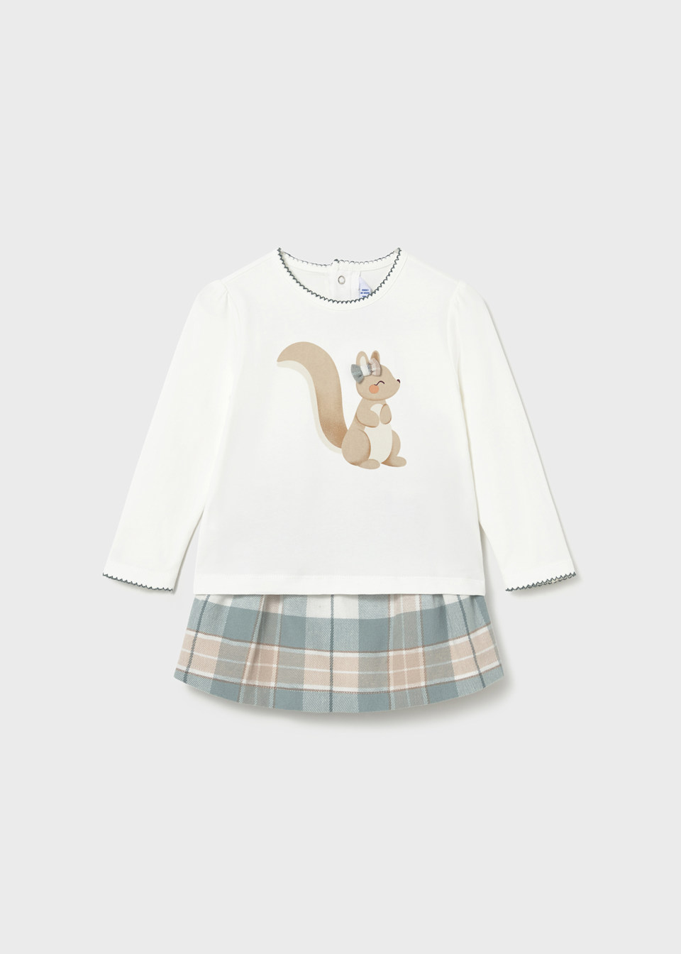 Baby set with plaid skirt