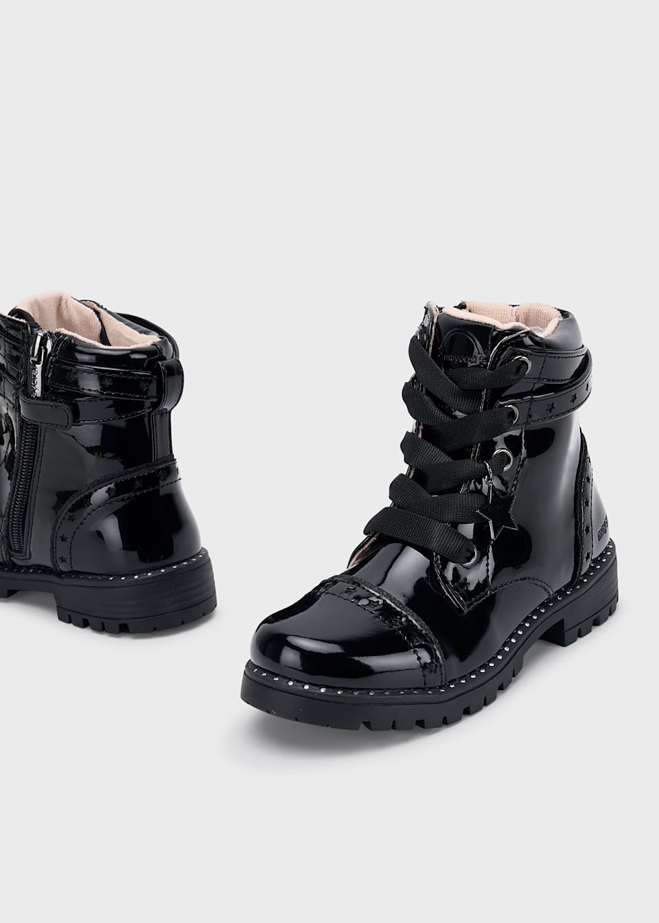 Girls patent leather biker boot