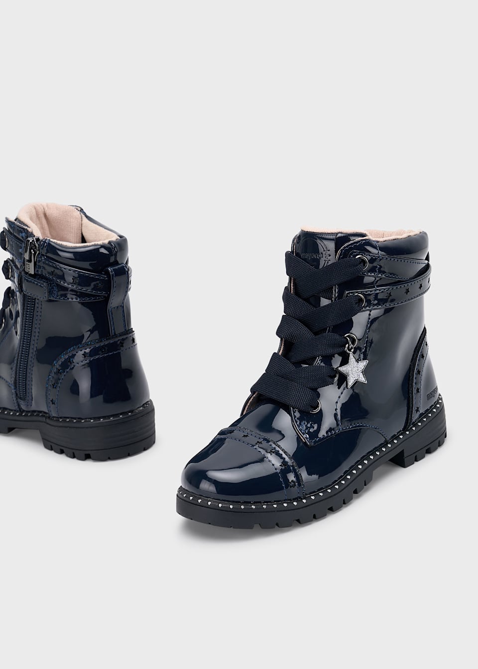 Bottines motardes en cuir verni fille