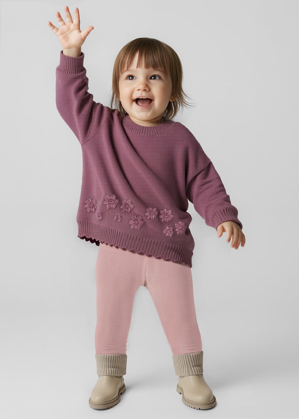 Leggings basique en velours bébé