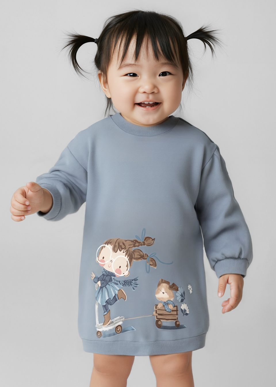 Baby fleece dress with graphic
