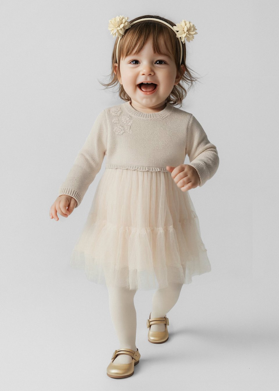 Baby combined knitted dress