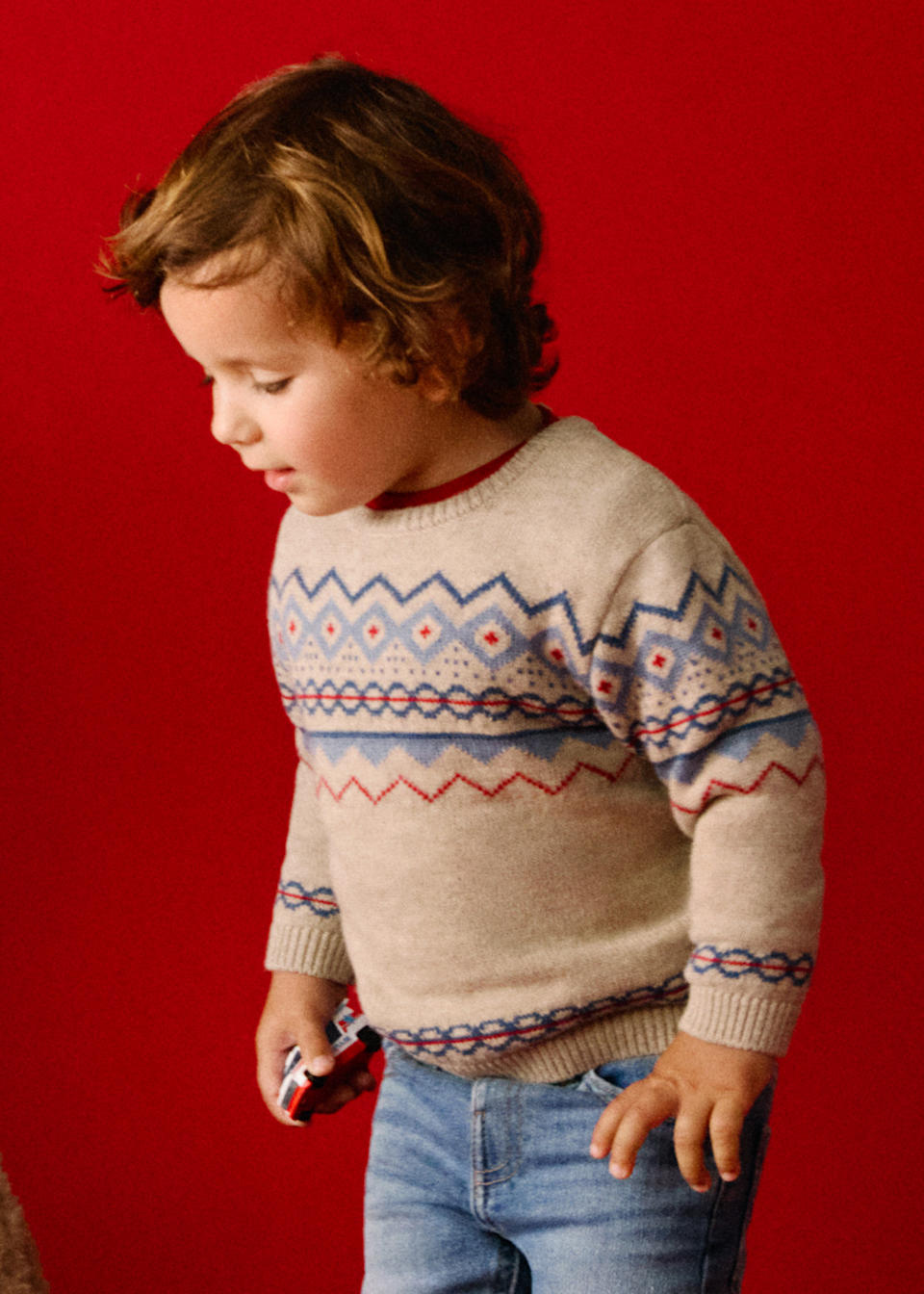 Baby Sweater with Jacquard Pattern