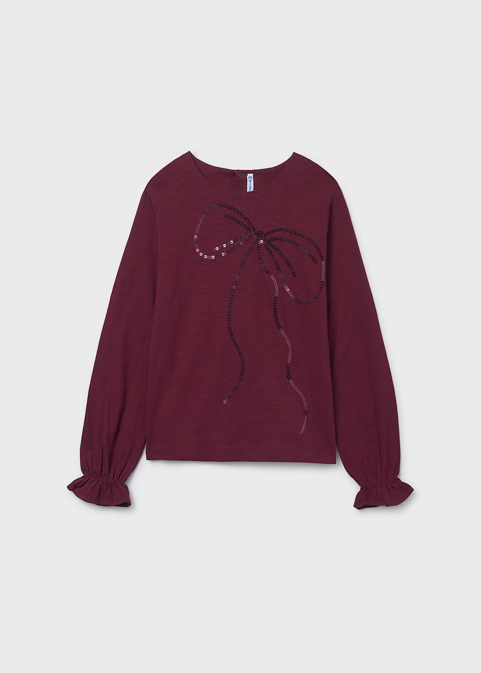 Girls' sequined bow T-shirt