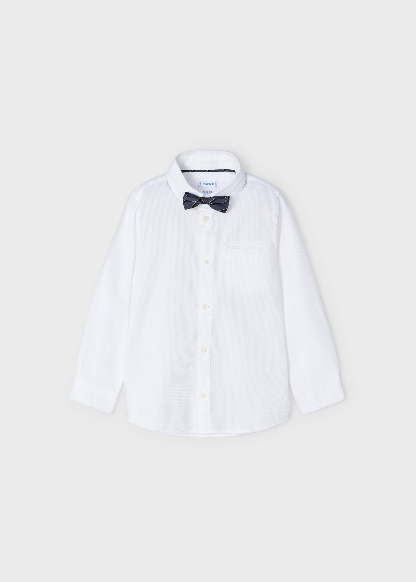 Mediante Solicitante Irregularidades Camisa manga larga con pajarita para niño ECOFRIENDS Blanco | Mayoral ®