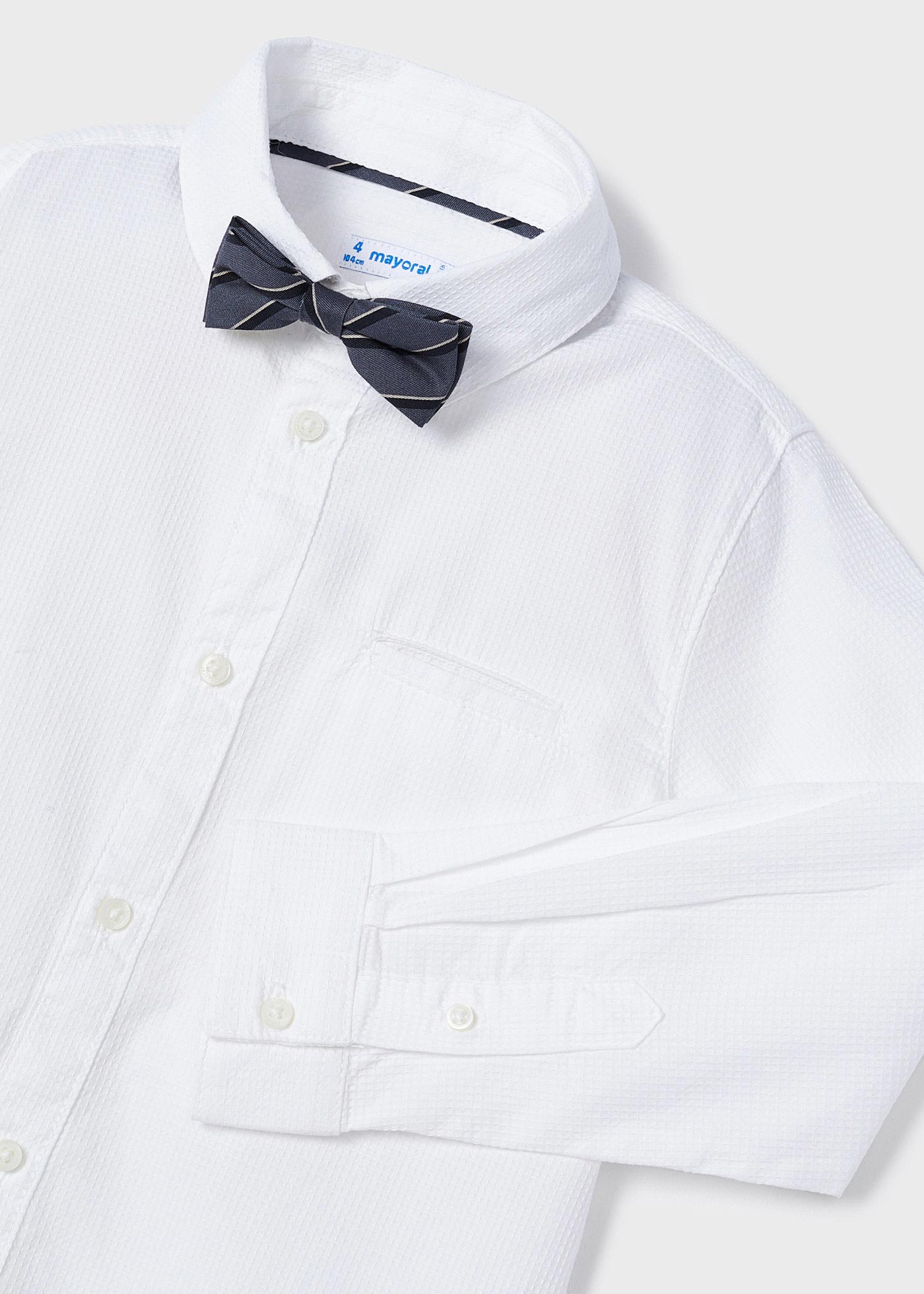 Mediante Solicitante Irregularidades Camisa manga larga con pajarita para niño ECOFRIENDS Blanco | Mayoral ®