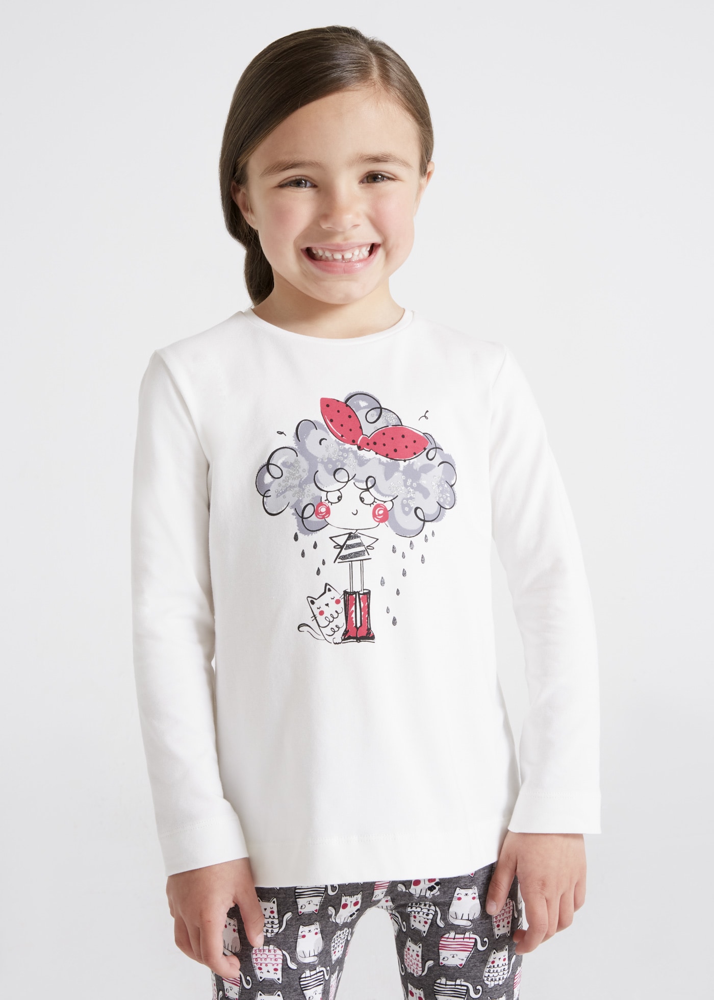 pampolina madchen langarm madchen tops t shirts blusenkleid Langarm Shirt mit Motiv für Mädchen nachhaltig Rohweiß Mayoral