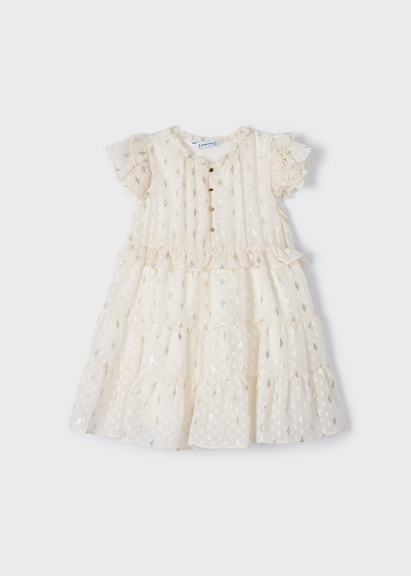 Plumeti crepe ruffle dress girl Cream | Mayoral ®