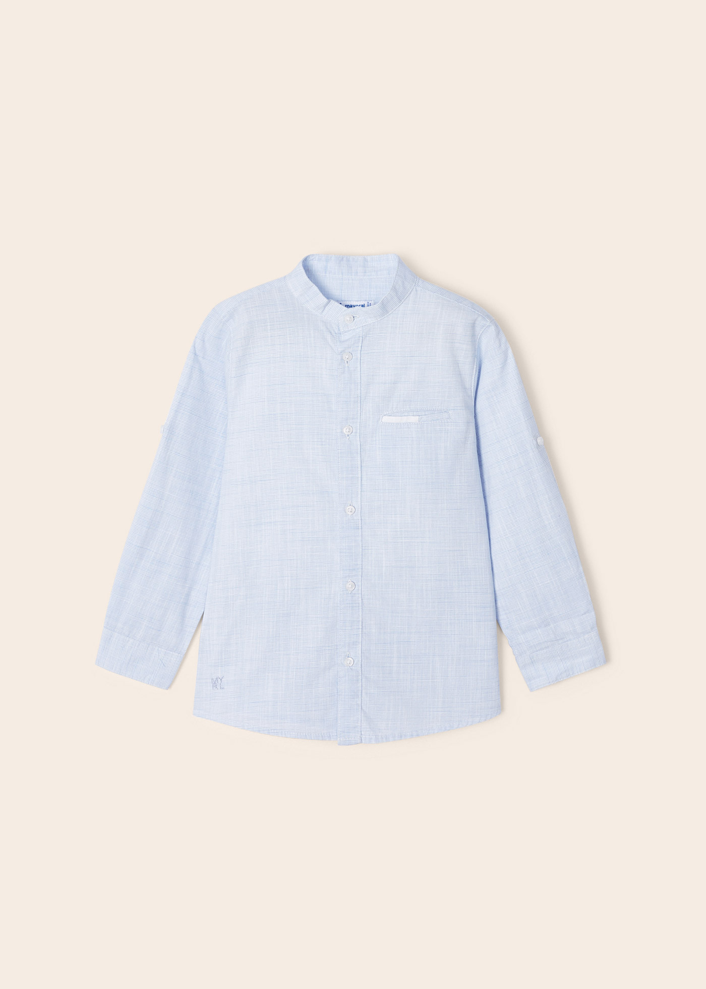 Camisa manga larga rayas cuello mao niño