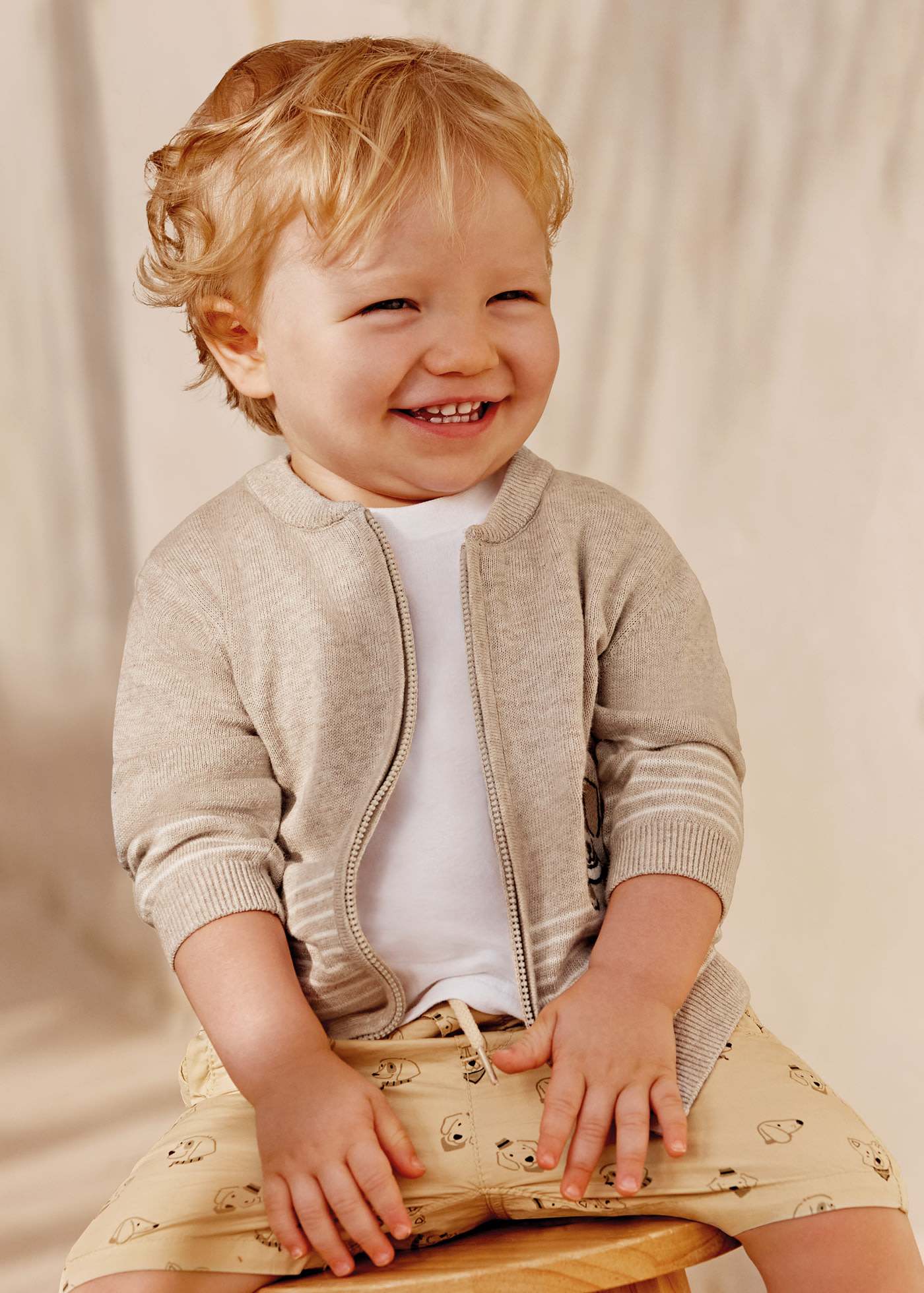 Dottor Kids Maglia Girocollo Beige In Cotone Per Neonato DK6BG