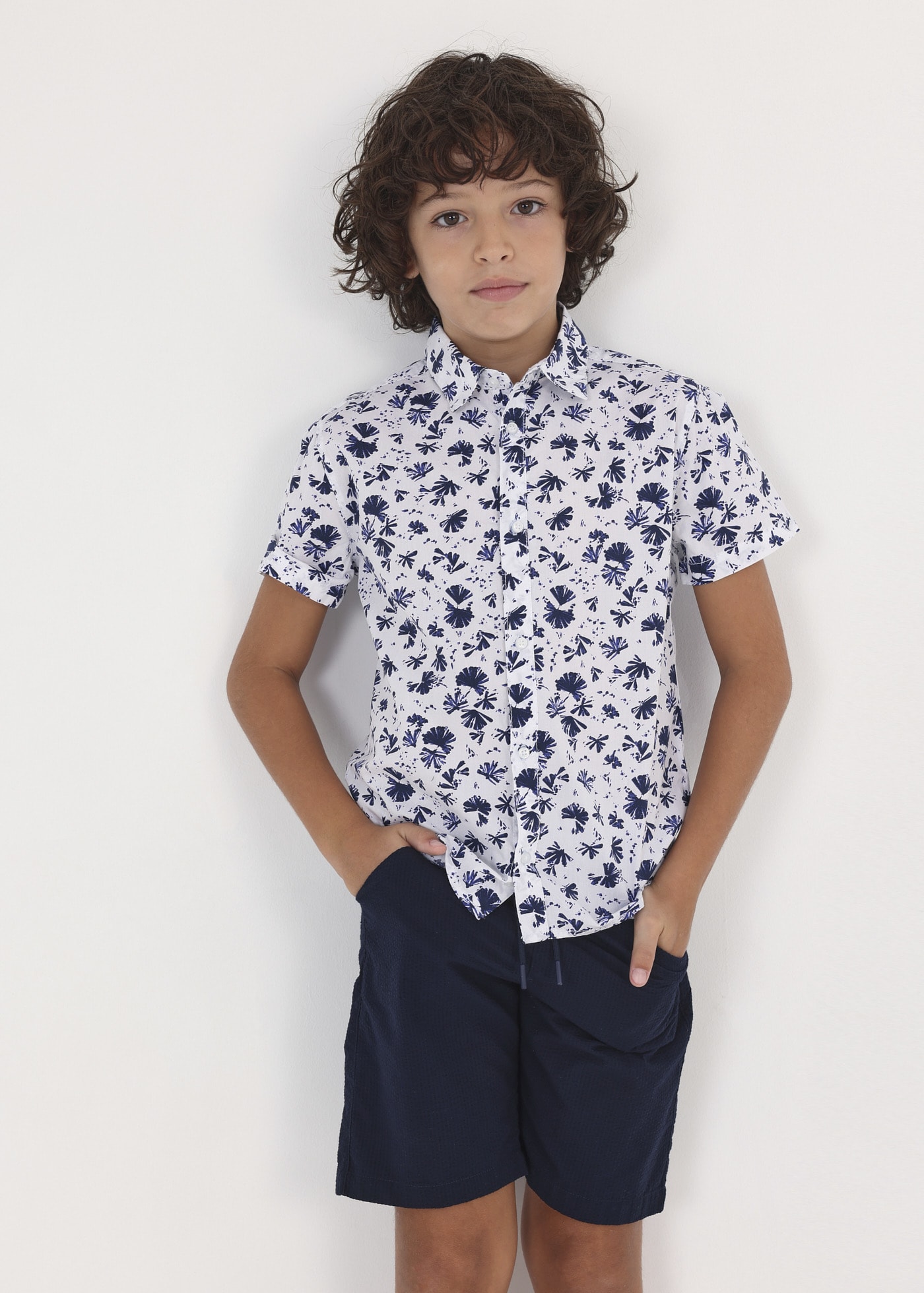 Jungen Hawaiihemd Kurzarm - Baumwolle Blumenmuster Größe 5-12 Jahre