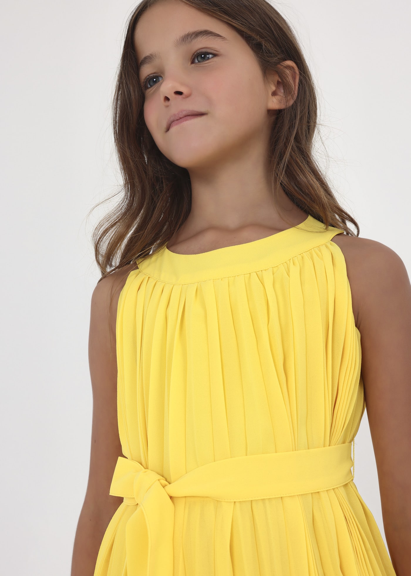Sukienka plisowana z paskiem w formie kokardy dla dziewczynki Mimosa |  Mayoral ®