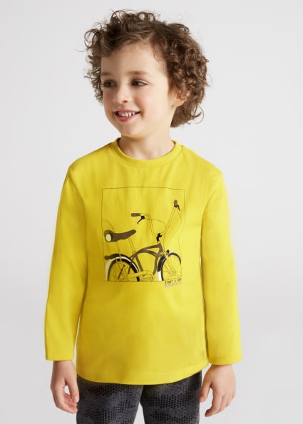 oferta Oposición completamente Camiseta manga larga con gráfica bicicleta para niño Oro | Mayoral ®