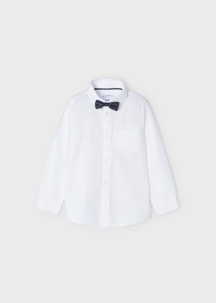 Deambular rociar Rusia Camisa manga larga con pajarita para niño ECOFRIENDS Blanco | Mayoral ®