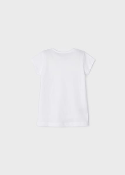 Koszulka z nadrukiem z bawełny zrównoważonej dla dziewczynki Biały