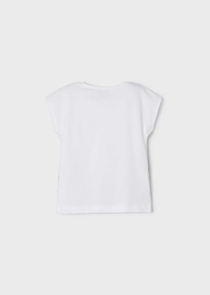 Koszulka z krótkim rękawem z nadrukiem z bawełny dla dziewczynki Biały