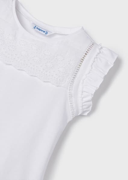 Koszulka bez rękawów z bawełny zrównoważonej dla dziewczynki Biały