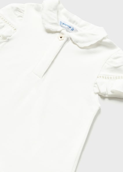 Polo z krótkim rękawem z bawełny zrównoważonej dla niemowlęcia Biały