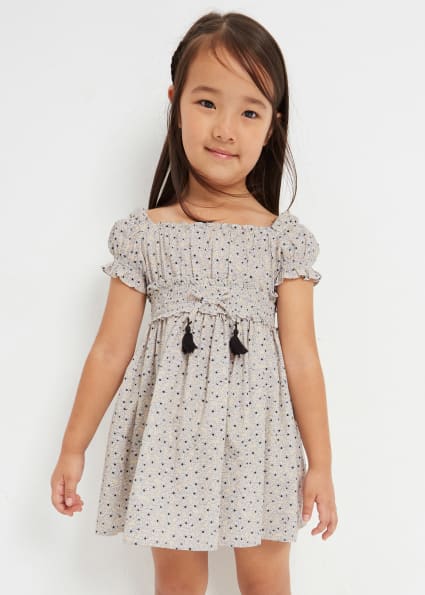 Sukienka ze wzorem z bawełny zrównoważonej dla dziewczynki Migdał
