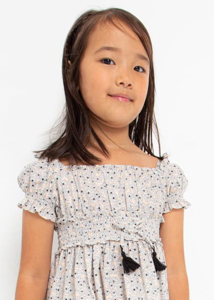 Sukienka ze wzorem z bawełny zrównoważonej dla dziewczynki Migdał