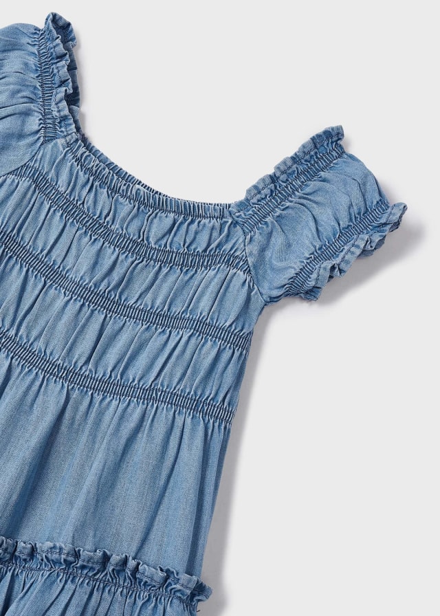 Sukienka z tkaniny z włóknami TENCEL™ Lyocell dla dziewczynki Jeans light