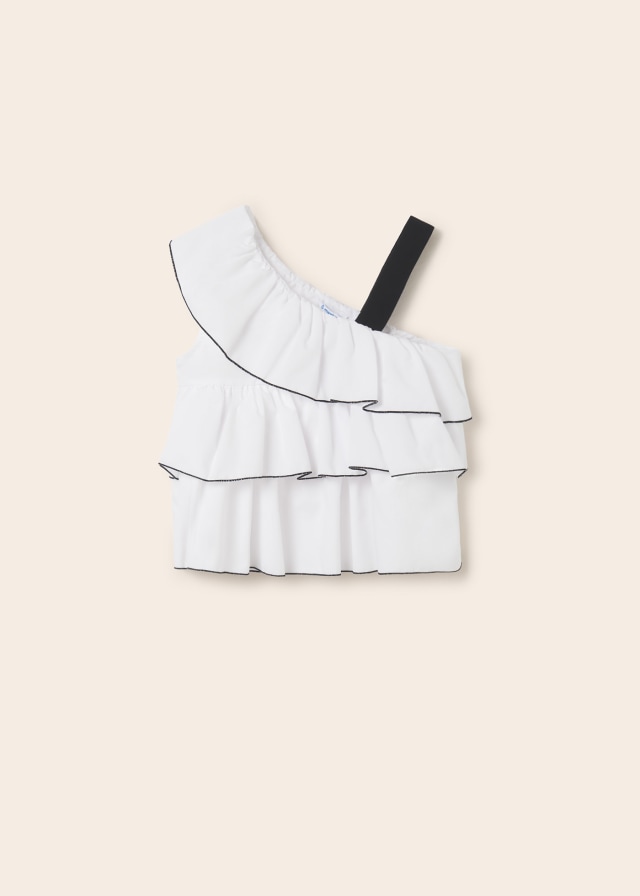 Chemisier Camisole SheIn Fille – Blanc, Polyester, Taille 7 Ans, Encolure Cœur