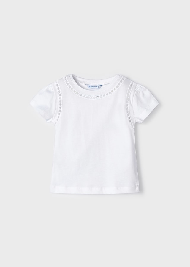 Koszulka z bawełny zrównoważonej dla dziewczynki Biały