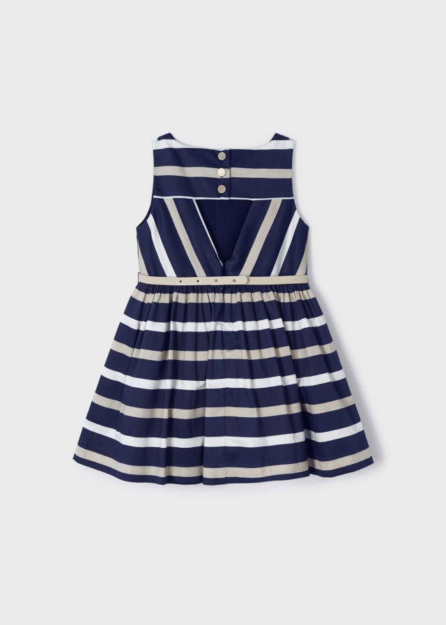 Vestito satin righe cintura bambina Blu | Mayoral