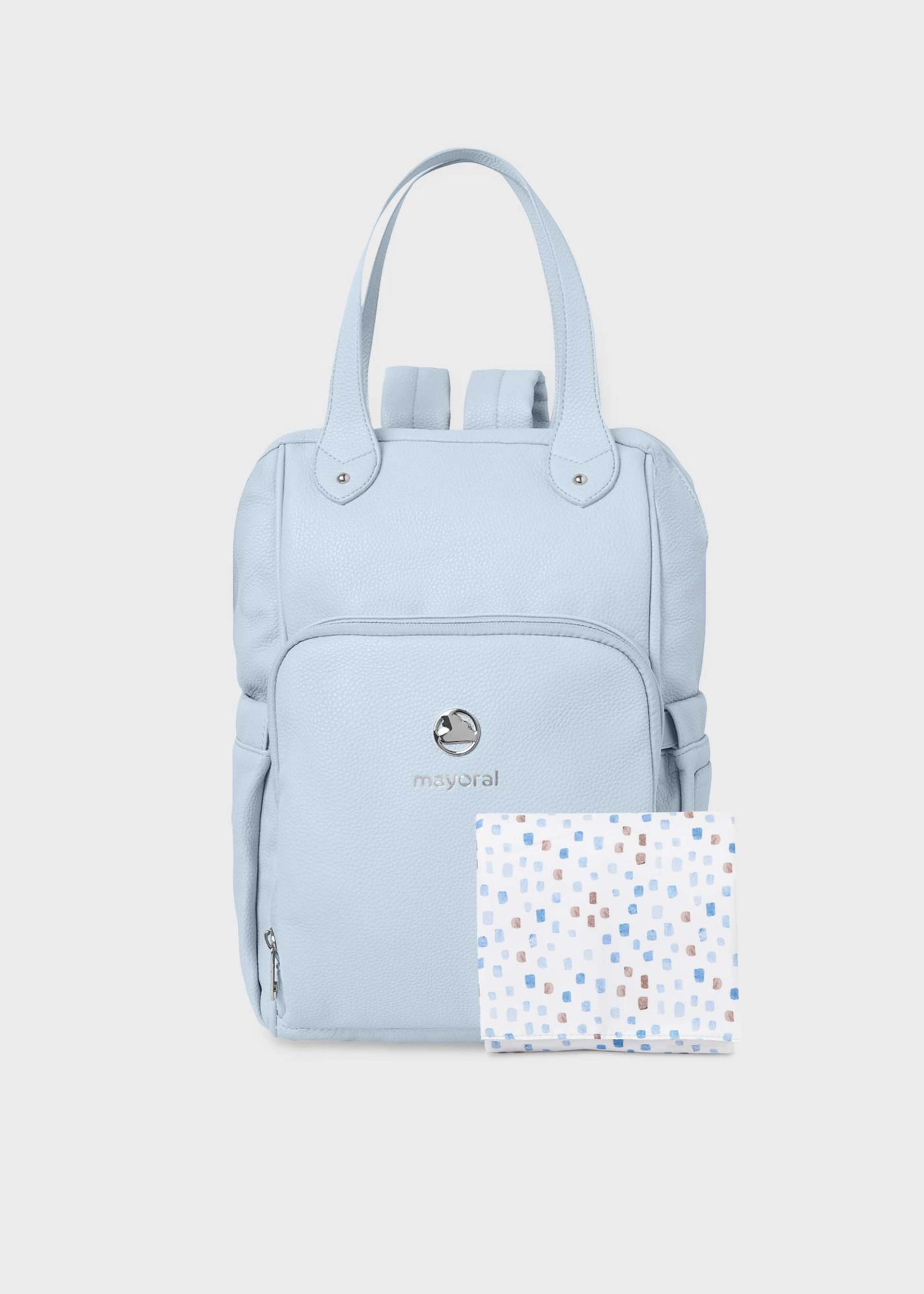Baby print backpack with changing mat