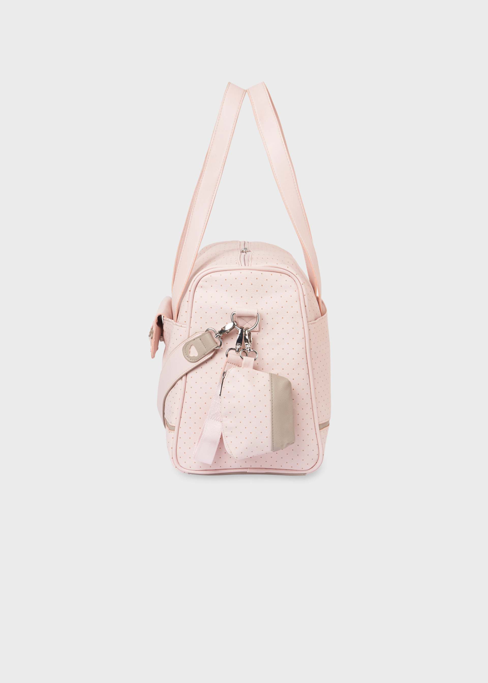 Polka-dot maternity bag with baby dummy holder