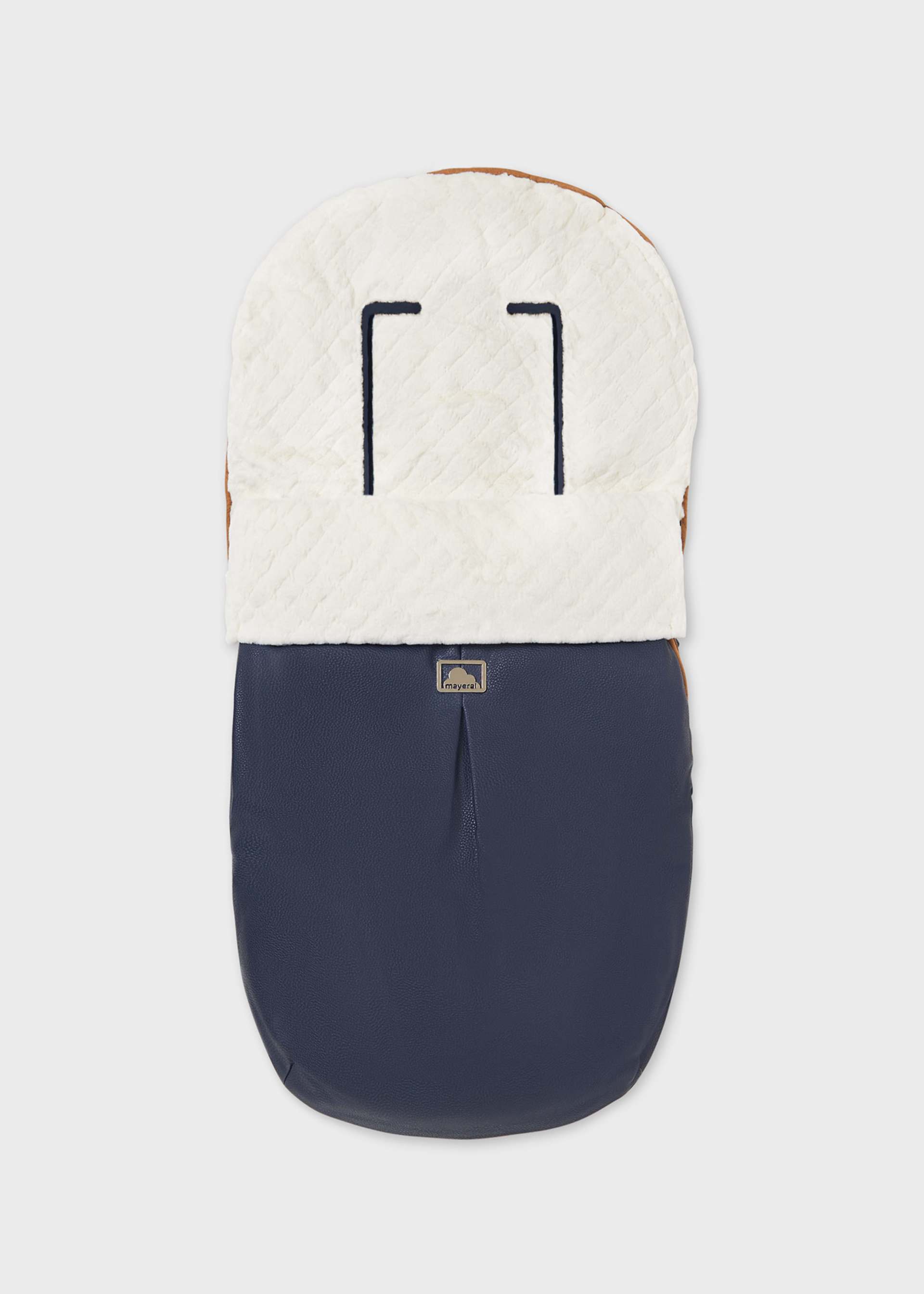 Leatherette and faux fur footmuff for baby Leatherette and faux fur footmuff for baby