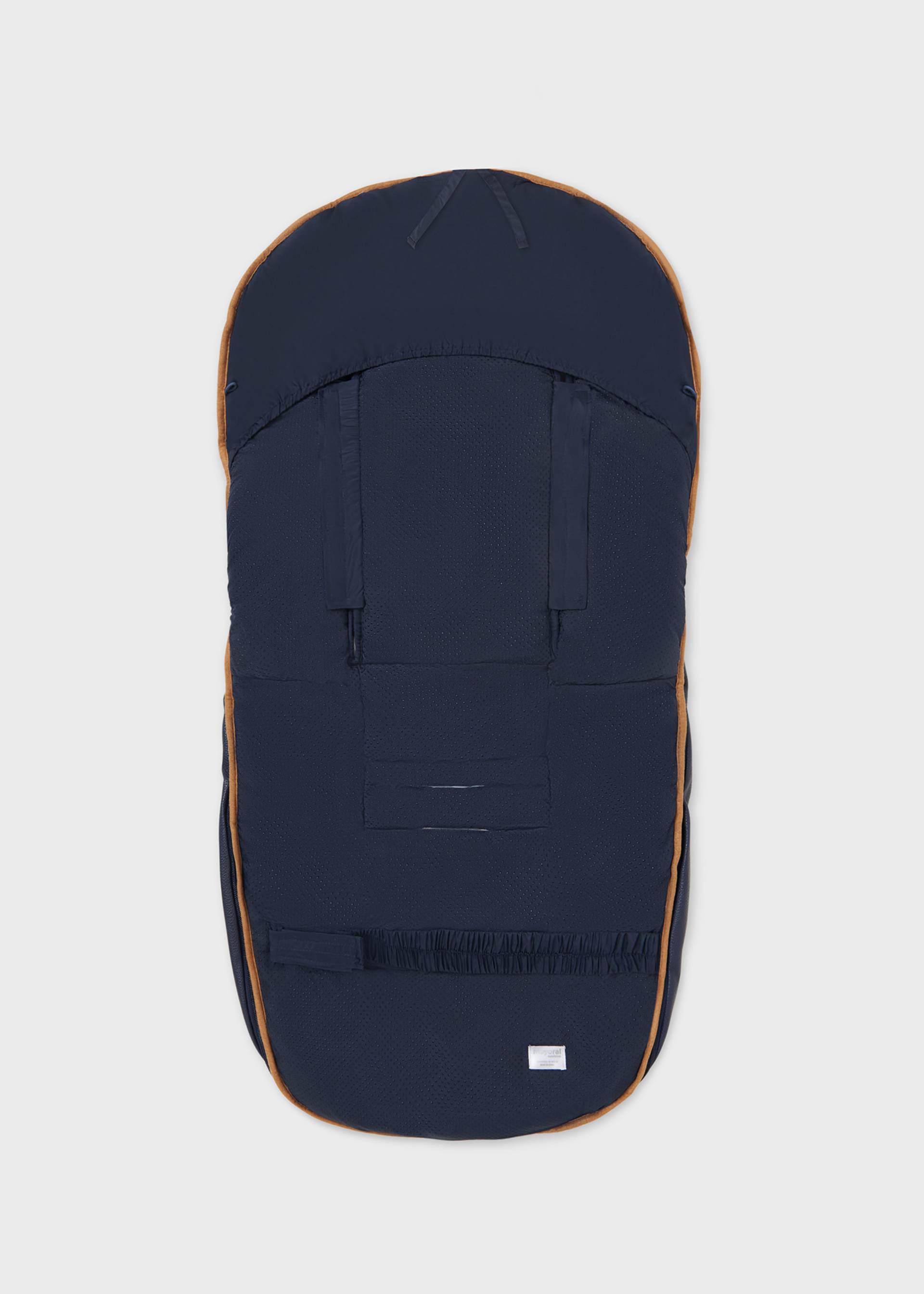 Leatherette and faux fur footmuff for baby Leatherette and faux fur footmuff for baby