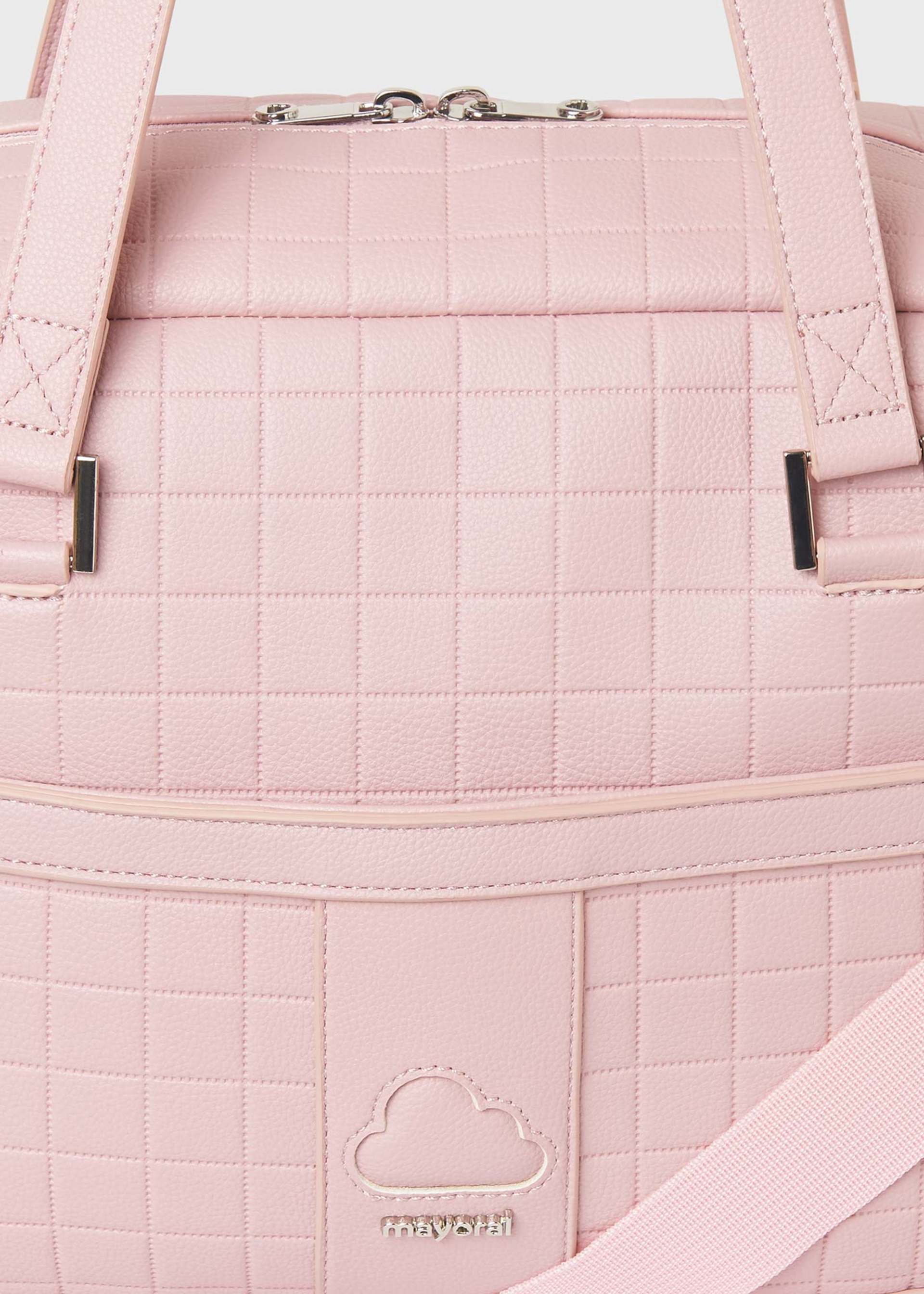 Quilted bag with baby pacifier holder