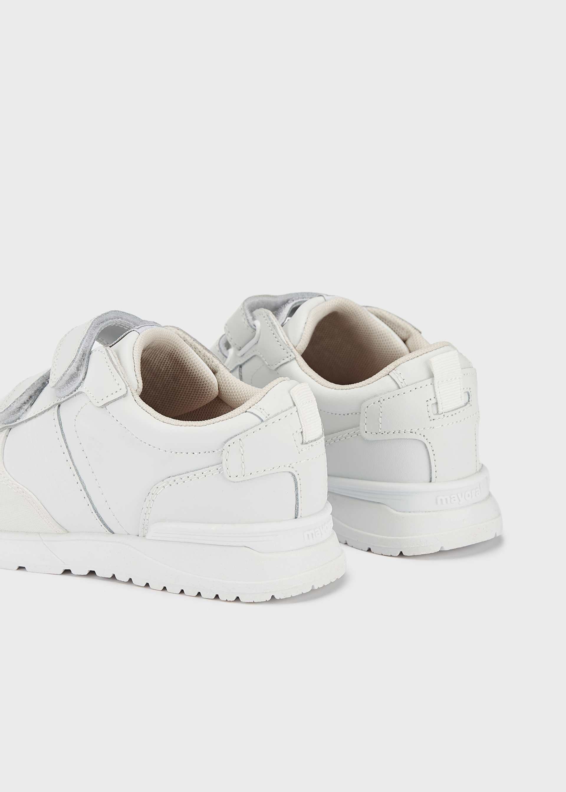 Scarpe sportive pelle con doppia chiusura velcro bambino