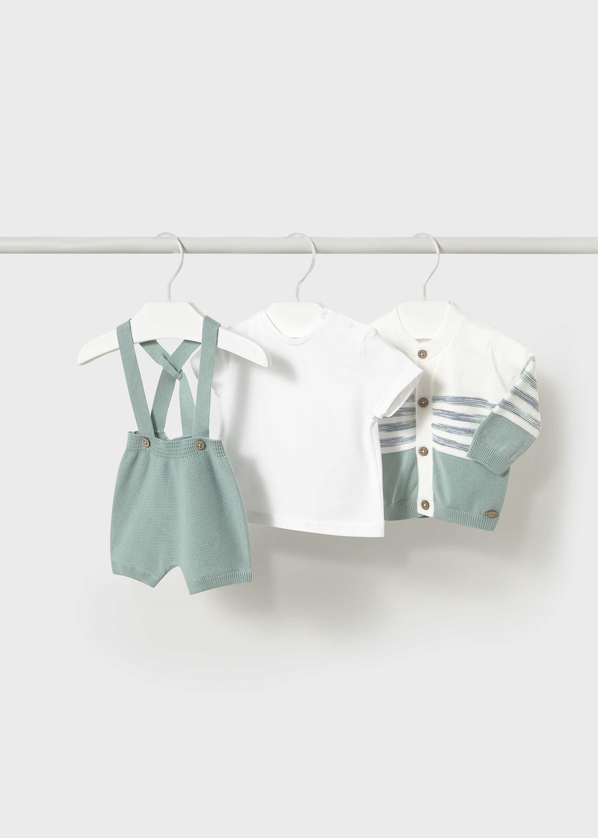 Newborn boy tricot 3 piece set with cardigan Newborn boy tricot 3 piece set with cardigan